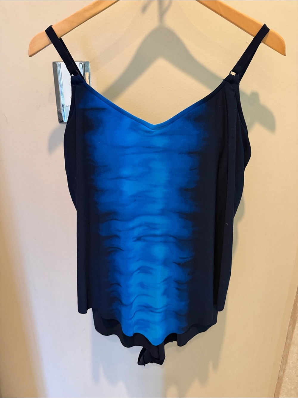 Aqua Green Ombre navy to black one piece bathing suit